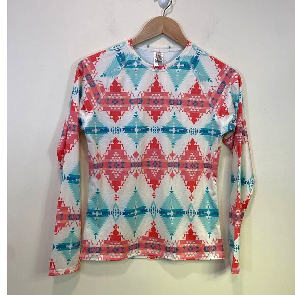 Faherty Aztec print Swim Shirt Cover Long Sleeve Top Made in USA Size Small - Picture 1 of 5